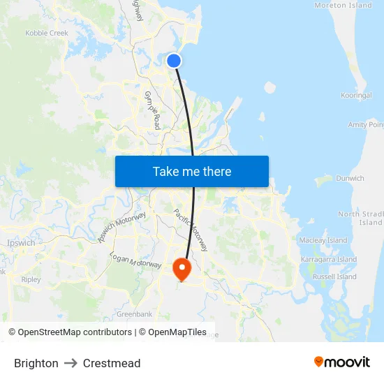 Brighton to Crestmead map