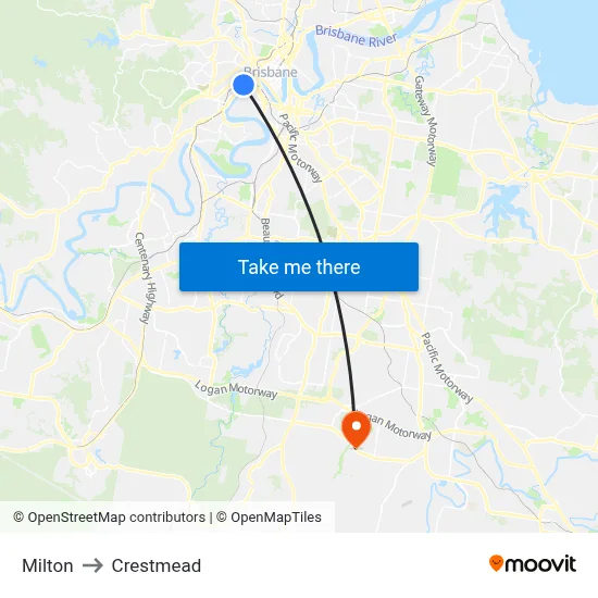 Milton to Crestmead map