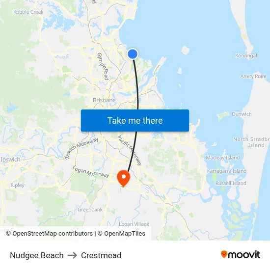 Nudgee Beach to Crestmead map