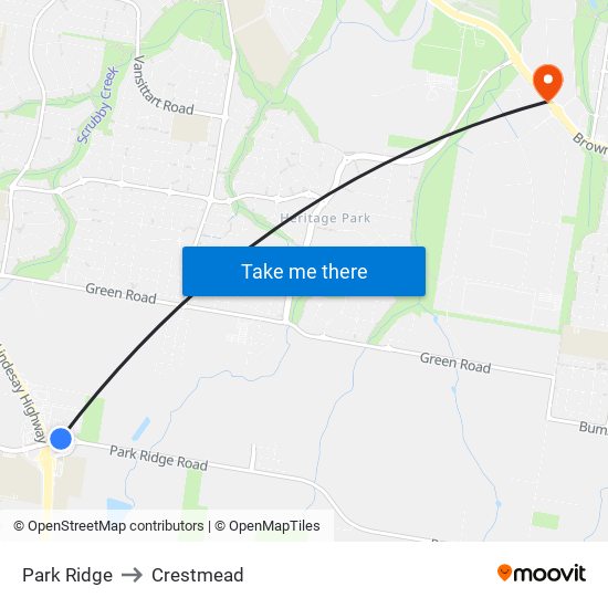 Park Ridge to Crestmead map