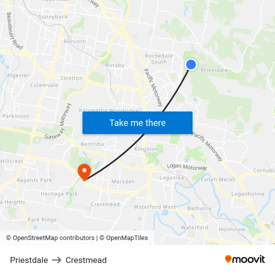 Priestdale to Crestmead map