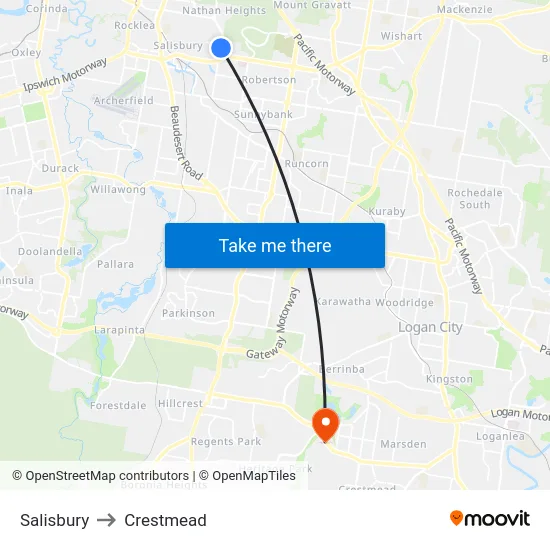 Salisbury to Crestmead map
