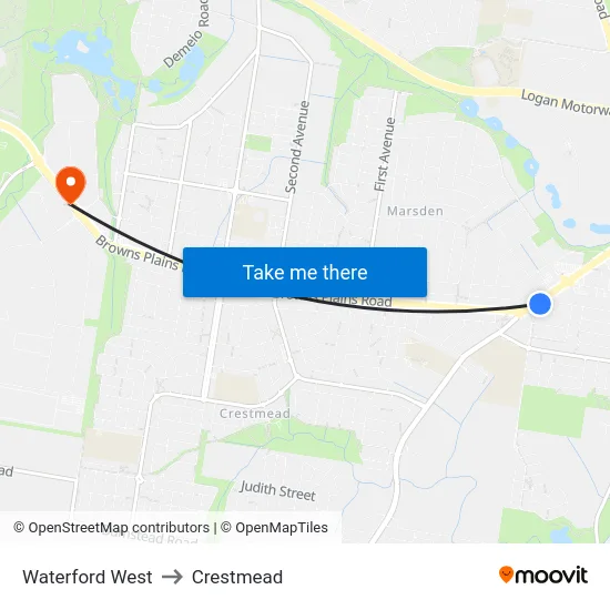 Waterford West to Crestmead map