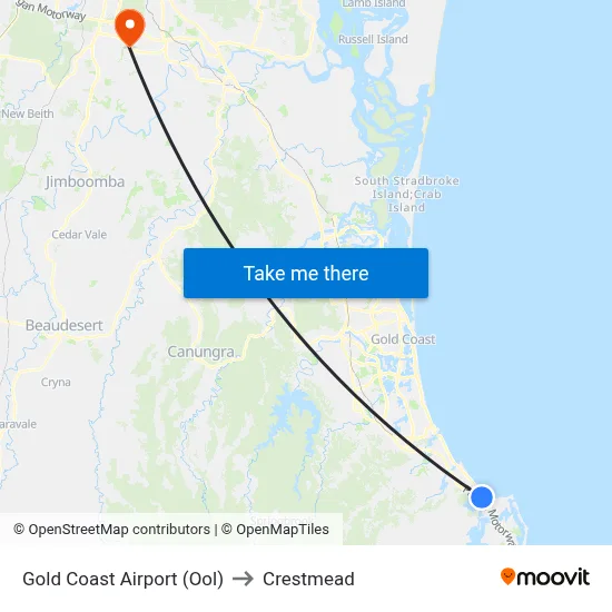 Gold Coast Airport (Ool) to Crestmead map