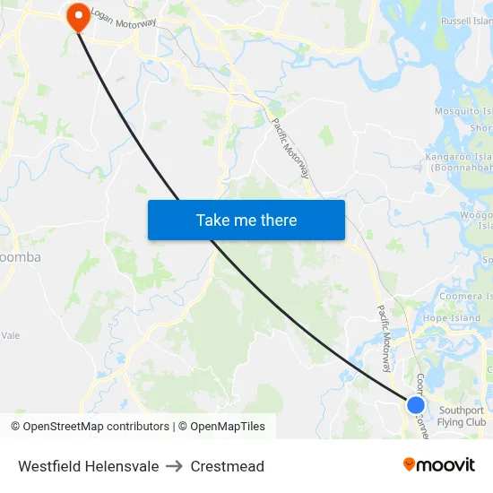 Westfield Helensvale to Crestmead map