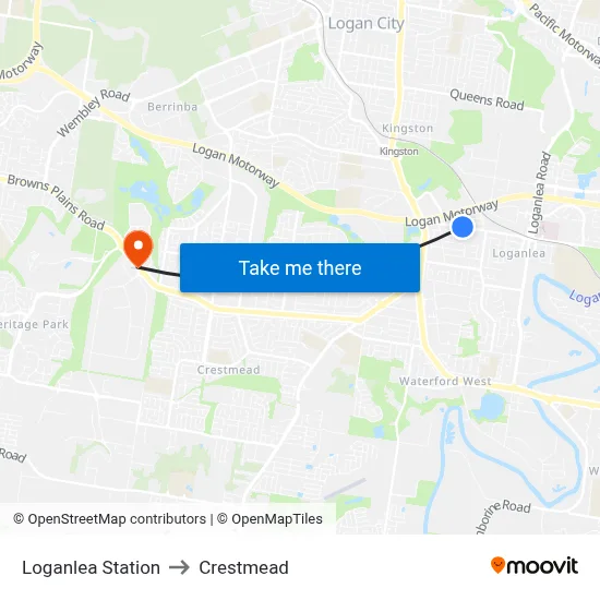Loganlea Station to Crestmead map
