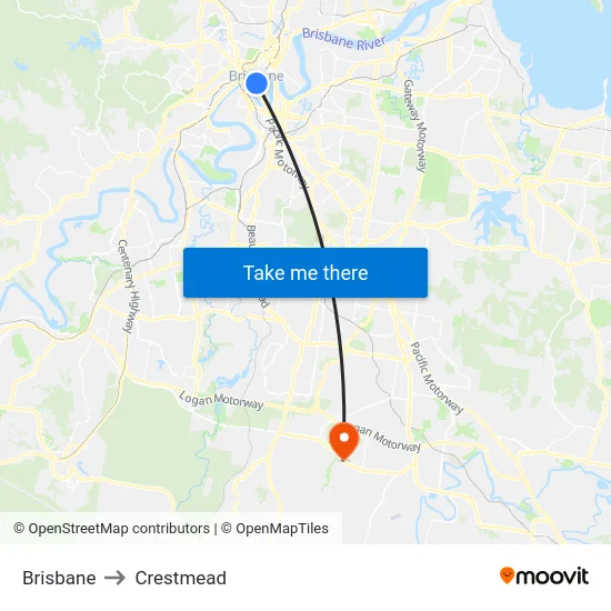 Brisbane to Crestmead map
