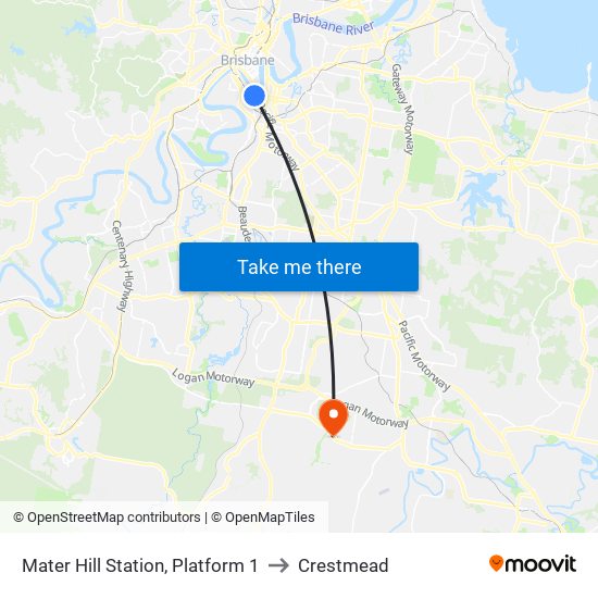 Mater Hill Station, Platform 1 to Crestmead map