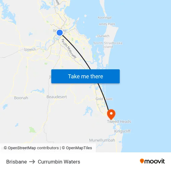 Brisbane to Currumbin Waters map