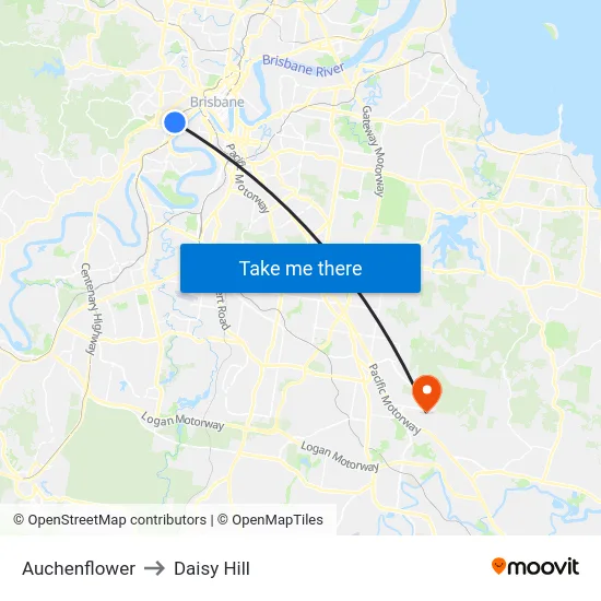 Auchenflower to Daisy Hill map