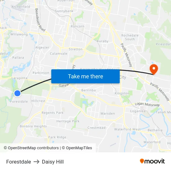 Forestdale to Daisy Hill map