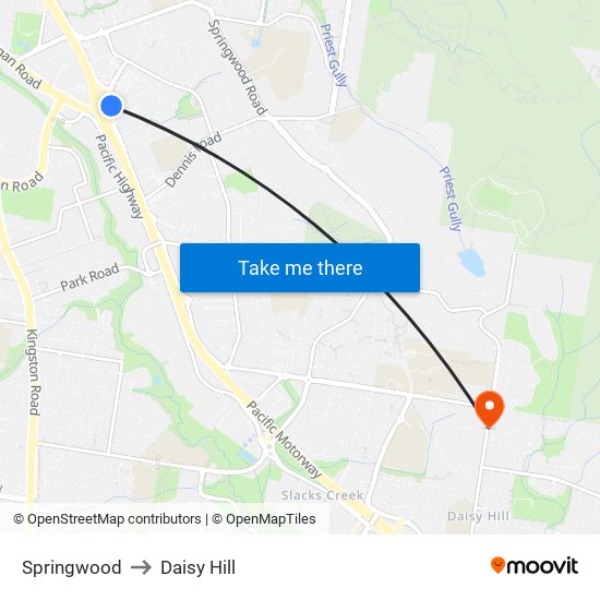 Springwood to Daisy Hill map