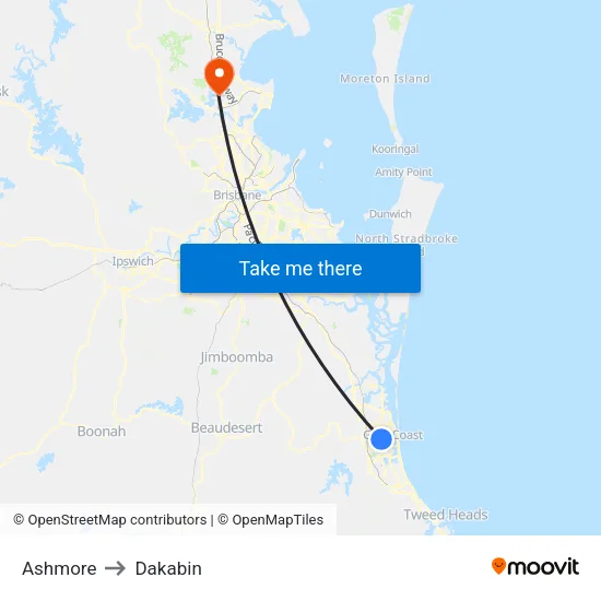 Ashmore to Dakabin map