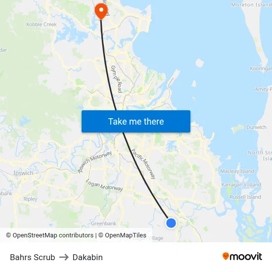 Bahrs Scrub to Dakabin map