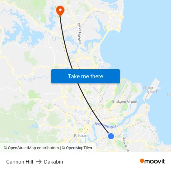 Cannon Hill to Dakabin map