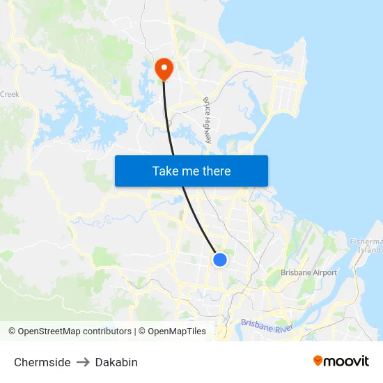 Chermside to Dakabin map