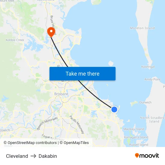Cleveland to Dakabin map
