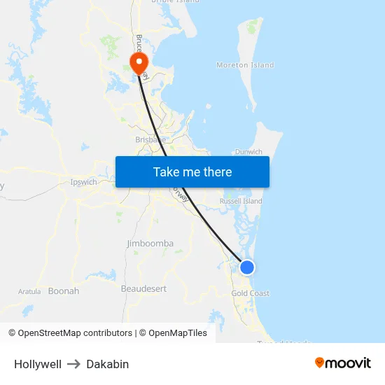 Hollywell to Dakabin map