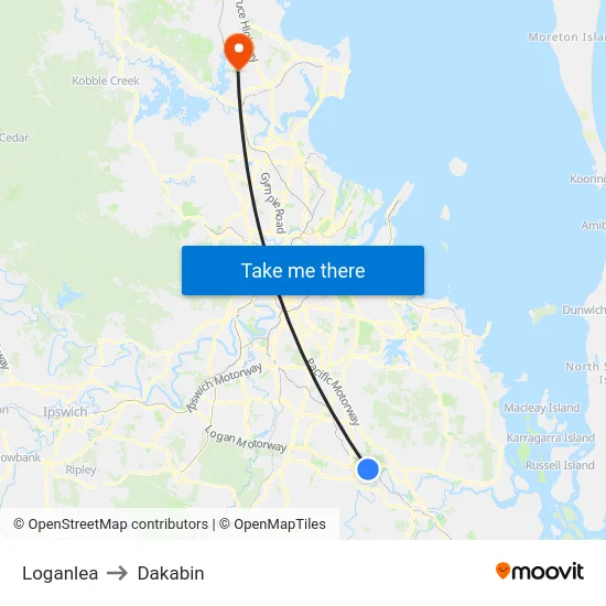 Loganlea to Dakabin map