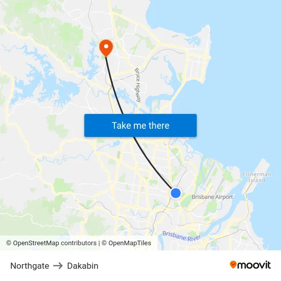 Northgate to Dakabin map
