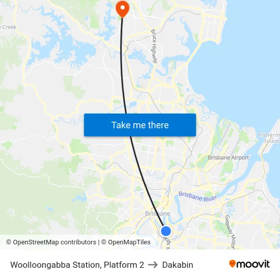 Woolloongabba Station, Platform 2 to Dakabin map