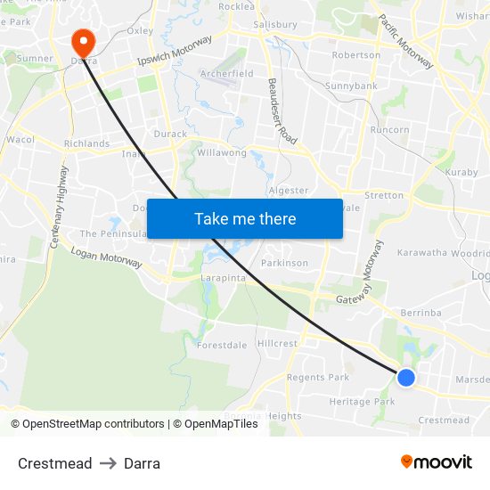 Crestmead to Darra map