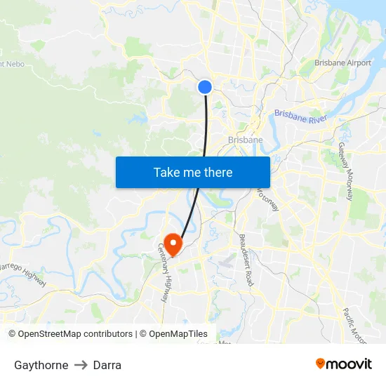 Gaythorne to Darra map