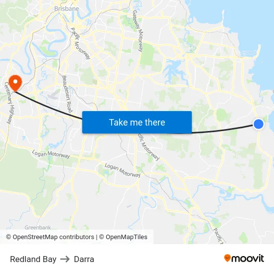 Redland Bay to Darra map