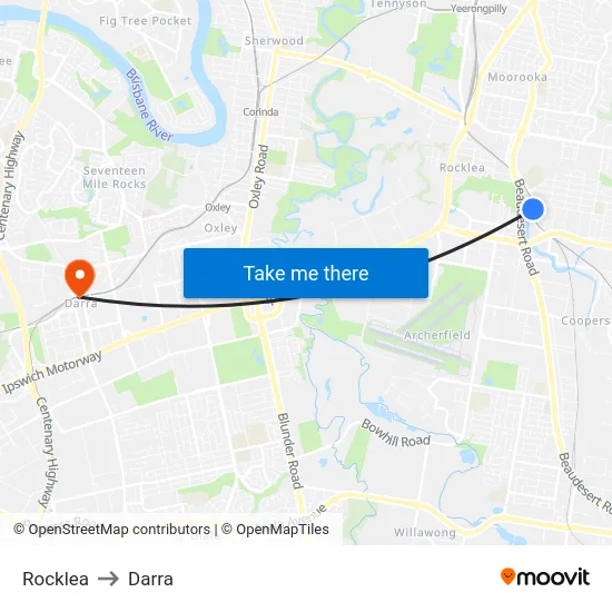 Rocklea to Darra map