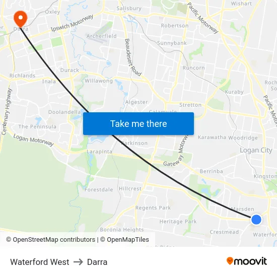 Waterford West to Darra map