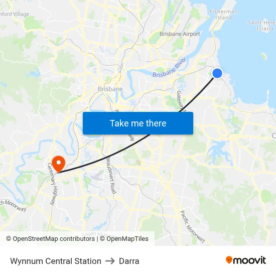 Wynnum Central Station to Darra map