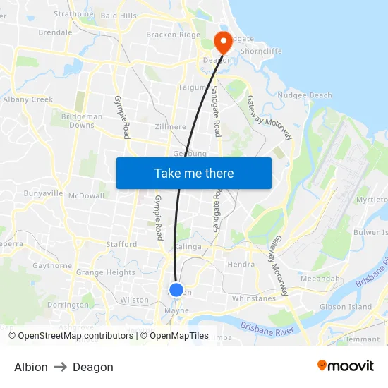 Albion to Deagon map