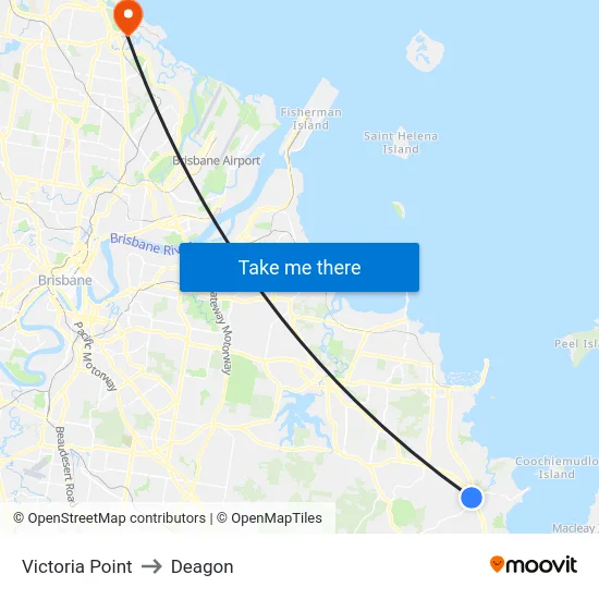 Victoria Point to Deagon map