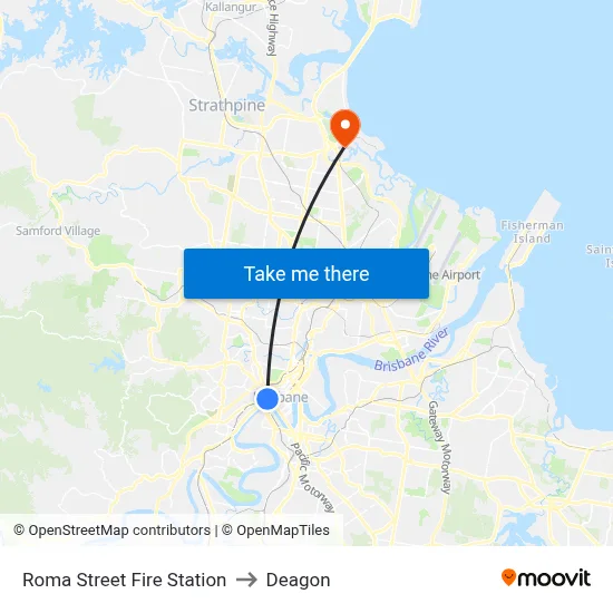 Roma Street Fire Station to Deagon map