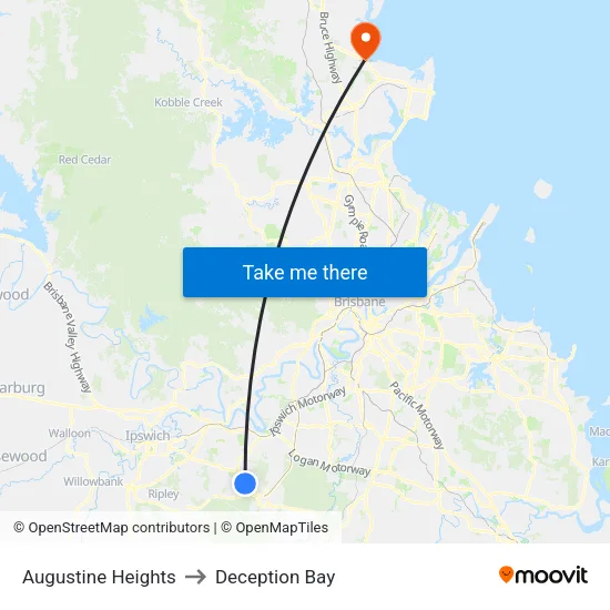 Augustine Heights to Deception Bay map