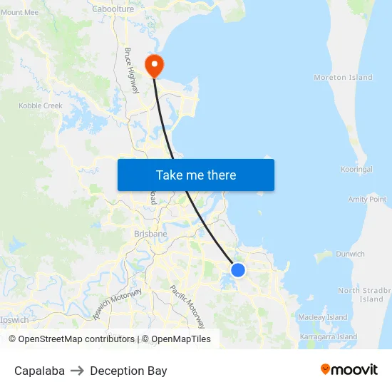 Capalaba to Deception Bay map