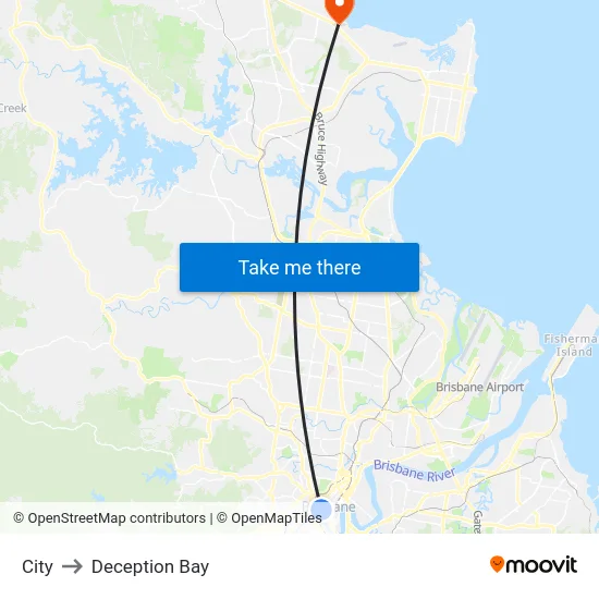 City to Deception Bay map
