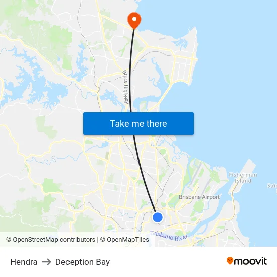 Hendra to Deception Bay map