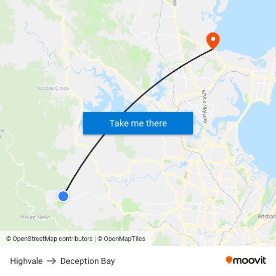 Highvale to Deception Bay map