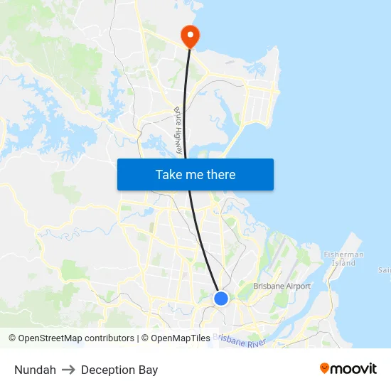 Nundah to Deception Bay map