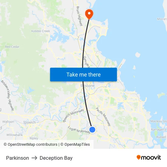 Parkinson to Deception Bay map