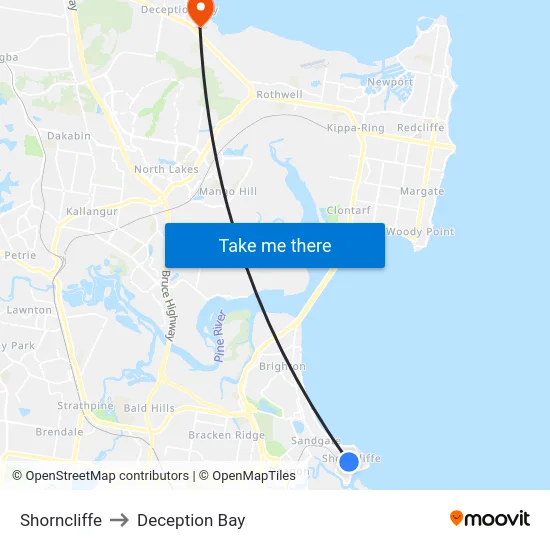Shorncliffe to Deception Bay map