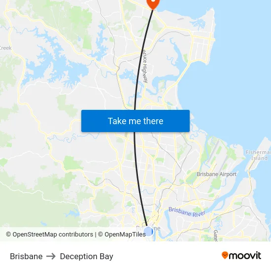Brisbane to Deception Bay map
