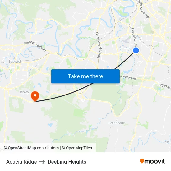 Acacia Ridge to Deebing Heights map