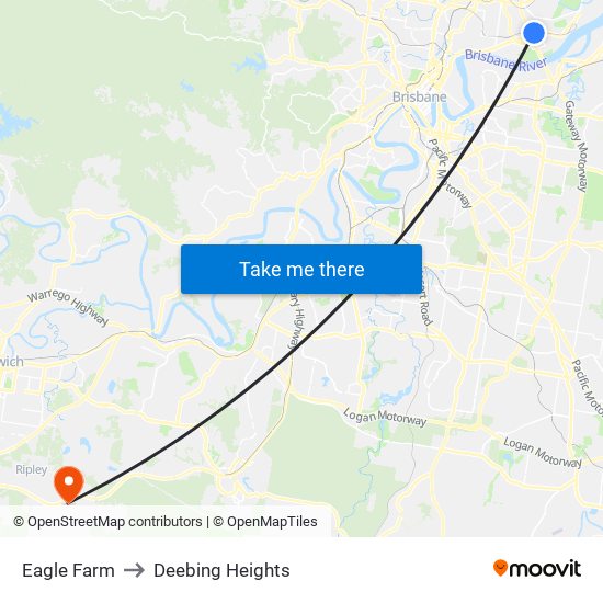 Eagle Farm to Deebing Heights map