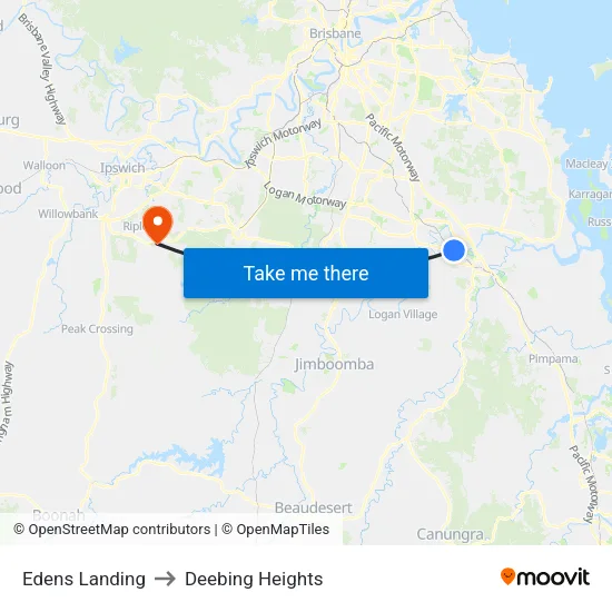 Edens Landing to Deebing Heights map
