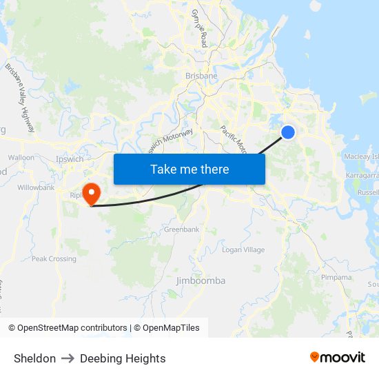 Sheldon to Deebing Heights map