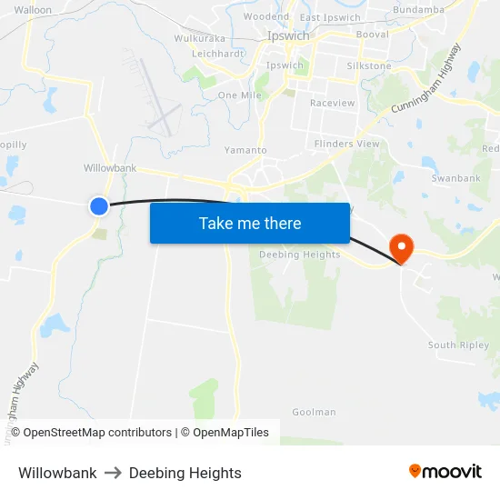 Willowbank to Deebing Heights map