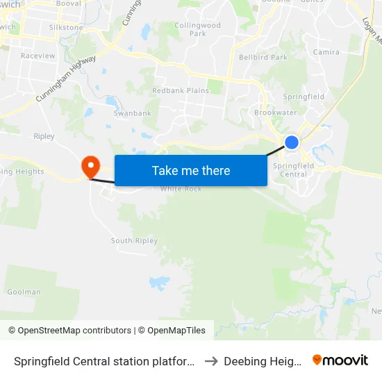 Springfield Central station platform 1 to Deebing Heights map