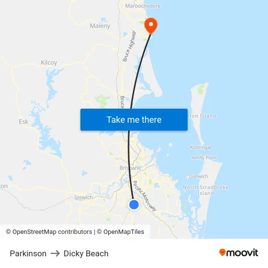 Parkinson to Dicky Beach map